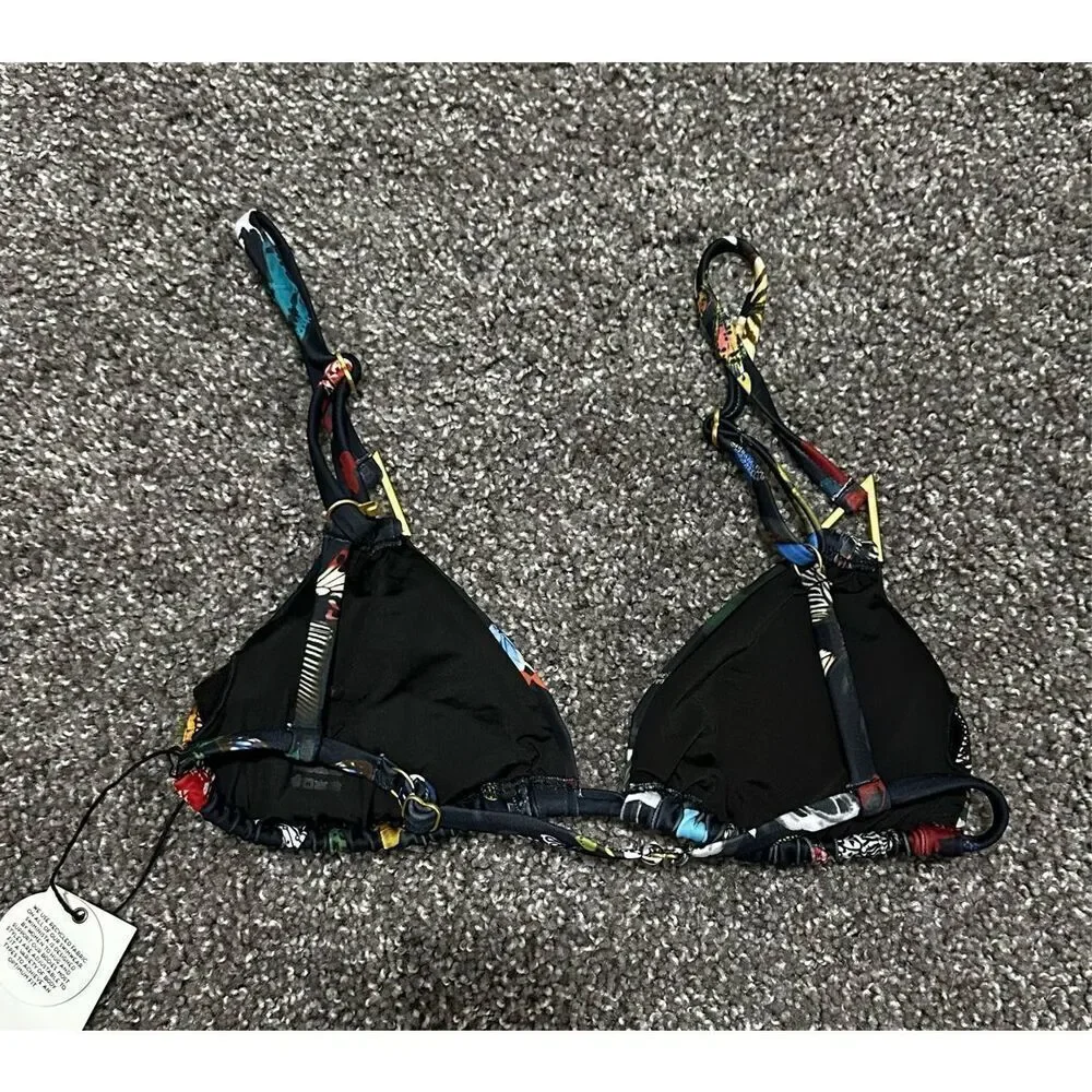 Swiminista x Christian Lacroix Black Butterfly Parade Print Swim Top Small